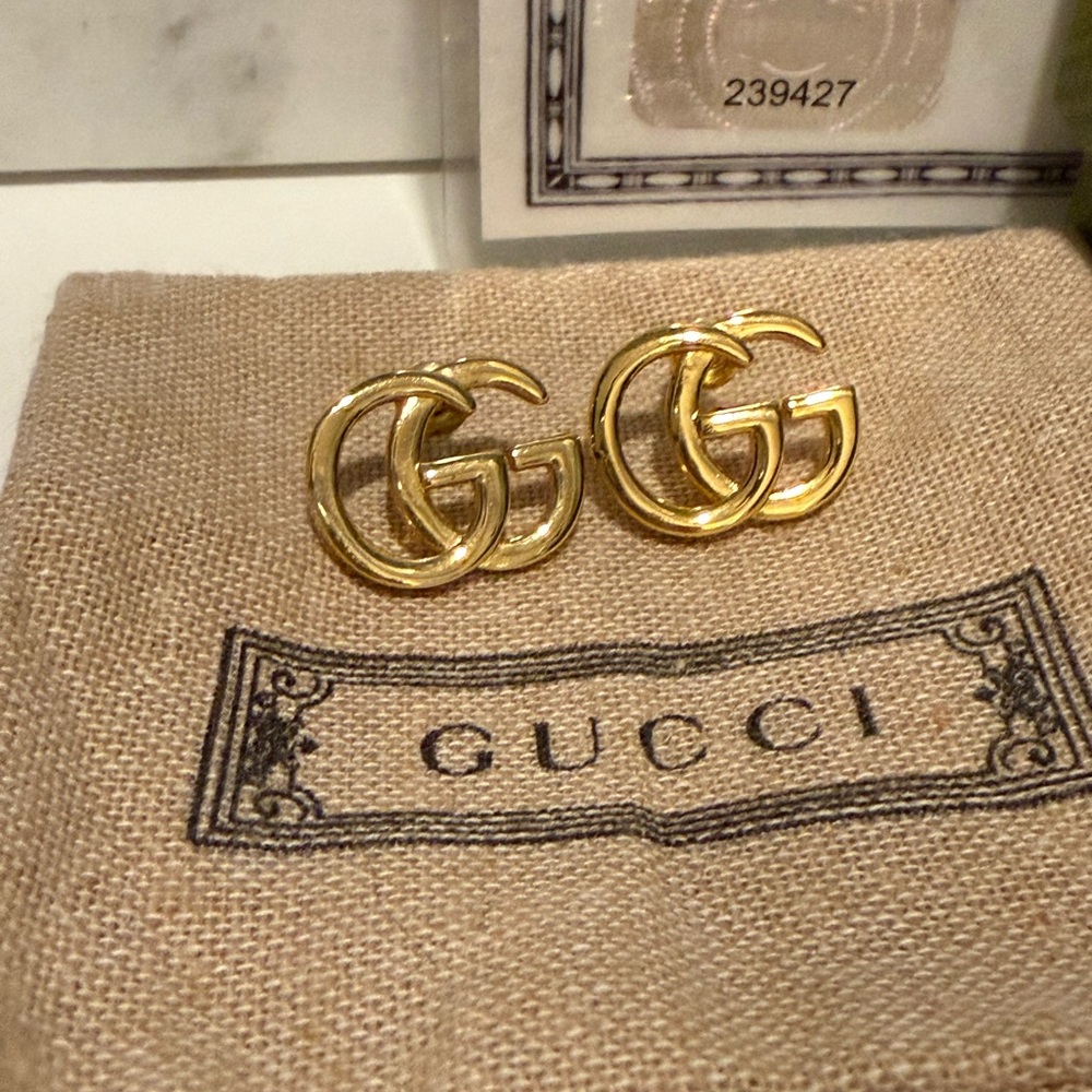 Gucci Double G Gold Stud Earrings